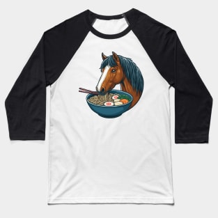 Bay Horse Eating Ramen Baseball T-Shirt